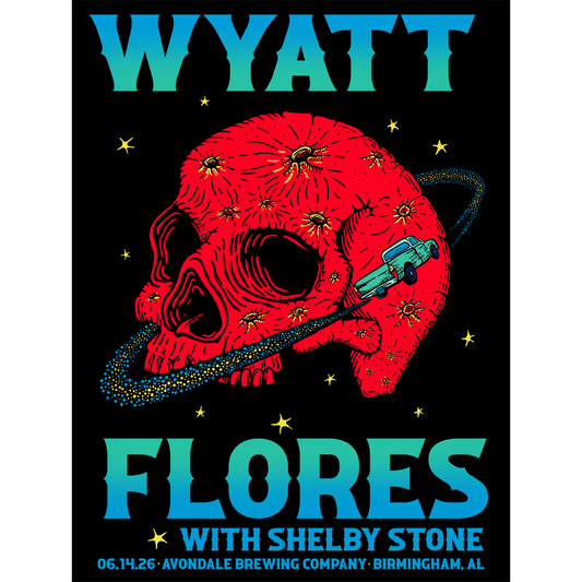 Promotional poster for Wyatt Flores with Shelby Stone at Avondale Brewing Company in Birmingham, AL.